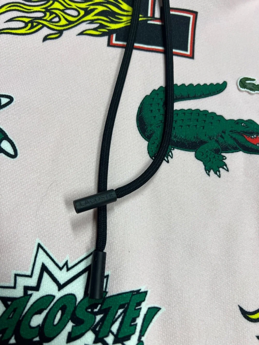 Lacoste Pink Hoodie with Green Crocodile & Graphic Print - Picture 2 of 6